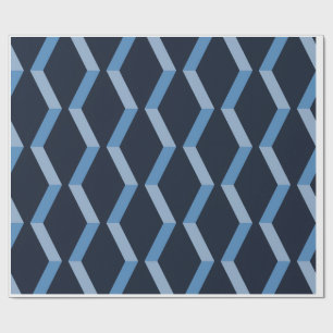 Visgraat Weefsel Blauw Naadloos Patroon Cadeaupapier