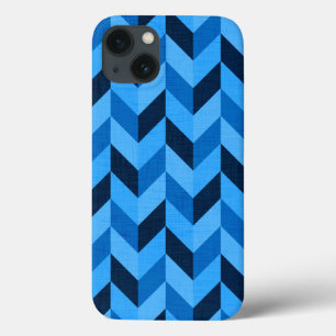 Visgraatpatroon in blauw iPhone 13 hoesje