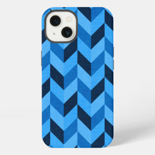 Visgraatpatroon in blauw iPhone 13 hoesje