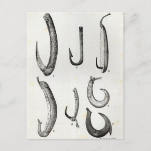 vishaken van prehistorisch en onbeschaafd briefkaart