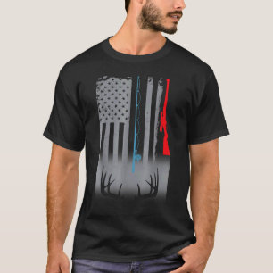 Vishengel Jachtgeweer Amerikaanse Vlag T-shirt