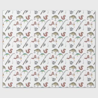 Vishengels, rollen en aas cadeaupapier