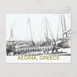 VISHERMAN AAN BOOT MET JARS~AEGINA, GRIEKENLAND PO BRIEFKAART