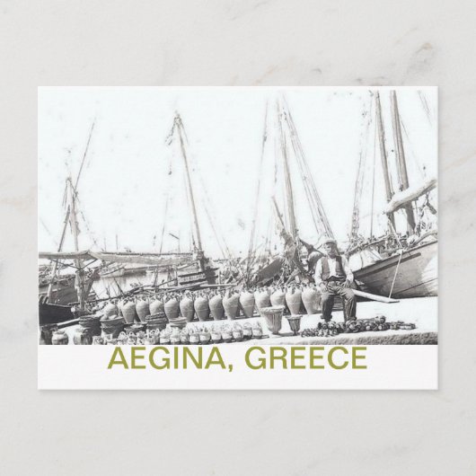VISHERMAN AAN BOOT MET JARS~AEGINA, GRIEKENLAND PO BRIEFKAART (Voorkant)