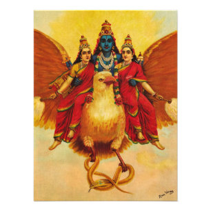 Vishnu, Garuda, Vahana door Raja Ravi Varma Foto Afdruk