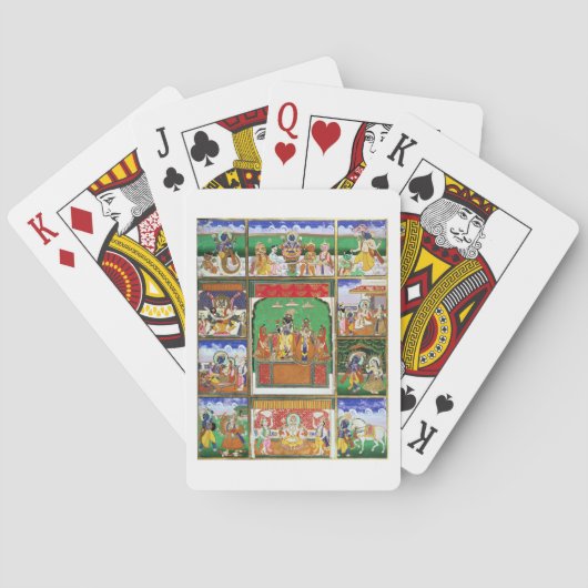 Vishnu in het midden van zijn tien avatars, Jaipur Pokerkaarten (Achterkant)