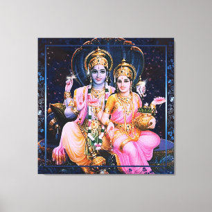 Vishnu & Lakshmi - Wrapped Canvas Afdruk