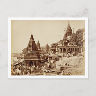 Vishnu Pud en Andere tempels, Benares (foto sepia) Briefkaart