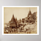 Vishnu Pud en Andere tempels, Benares (foto sepia) Poster (Voorkant)