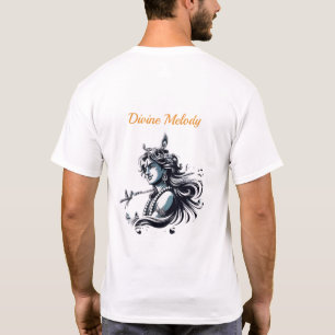 VISHNXE Premium Heer Krishna Fluit Achterprint Gra T-shirt
