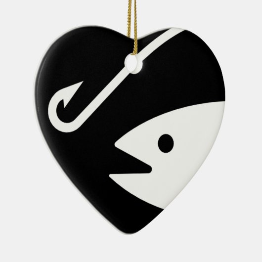 vishoofd en haak - zwart en wit keramisch ornament (Rechts)