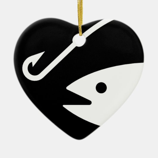 vishoofd en haak - zwart en wit keramisch ornament (Voorkant)