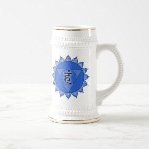 Vishuddha Chakra Blauwe bloemblaadjes & Sanskriet  Bierpul