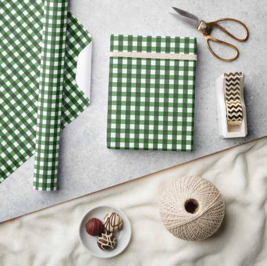 Vishy Geruit Groen Wit Plaid Cadeaupapier (Crafts)