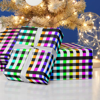 Vishy Geruit Patroon Regenboog Wit Plaid Cadeaupapier