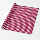 Vishy Geruite Heldere Roze Wijn Wit Plaid Cadeaupapier (Uitgerold)