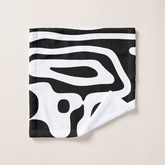 Visie Grip: Abstract Zwart & Wit Bad Handdoek (Wasdoekje)
