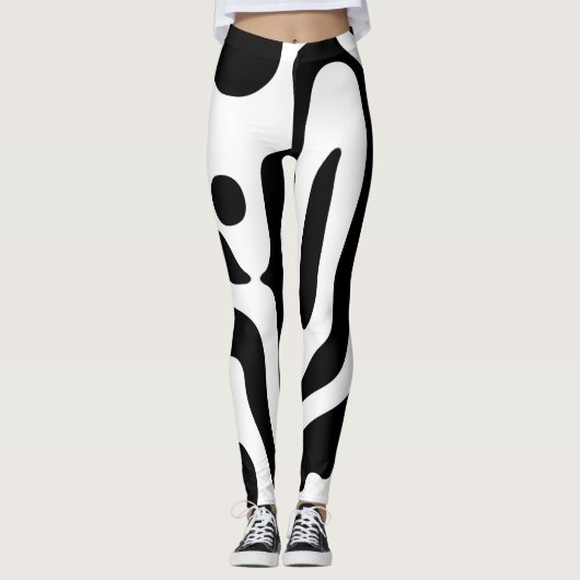 Visie Grip: Abstract Zwart & Wit Leggings (Voorkant)