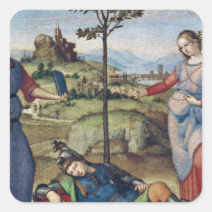 Visie van een Knight, c.1504 Vierkante Sticker