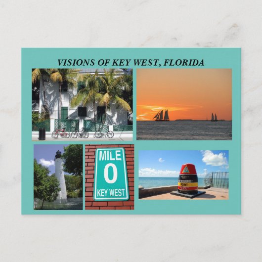 Visie van Key West, Florida Briefkaart (Voorkant)