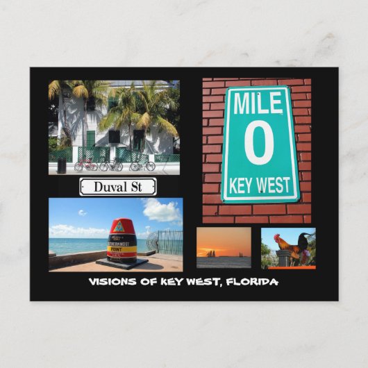 Visie van Key West, Florida Briefkaart (Voorkant)