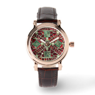 VISIGOTHISCHE BRONZE, RODE GROENE MOEDER VAN PEARL HORLOGE