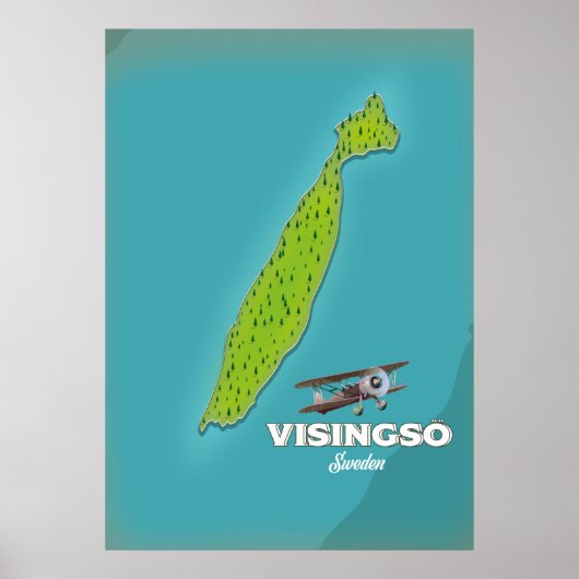 Visingsö Suède carte vintage affiche de voyage. (Devant)