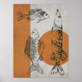 Visinkt schetsen minimalistisch plat Poster (Voorkant)