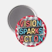 "Vision déclenche l'action" Magnet inspirant (Recto/Verso)