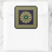 Visionary green fractal ornament square sticker (Tas)