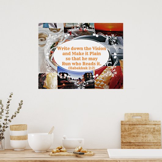 Visionbord met bijbelvers Schrijf het Visio neer Poster (Keuken)