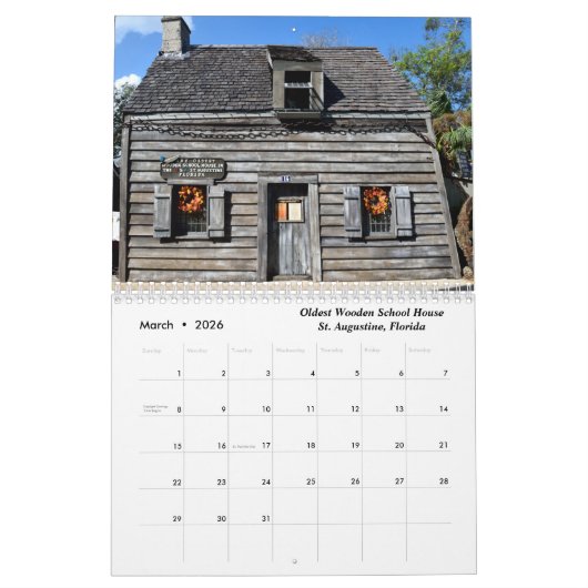 Visions de St. Augustine, Floride Calendrier 2024 (Mar 2026)