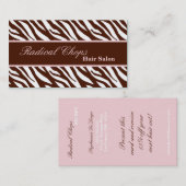 Visite 100 Borwn Pink Zebra Motif d'impression Carte de v (Devant / Derrière)