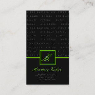 Visite 100 Green Black Make Up Words Artist Carte de visi