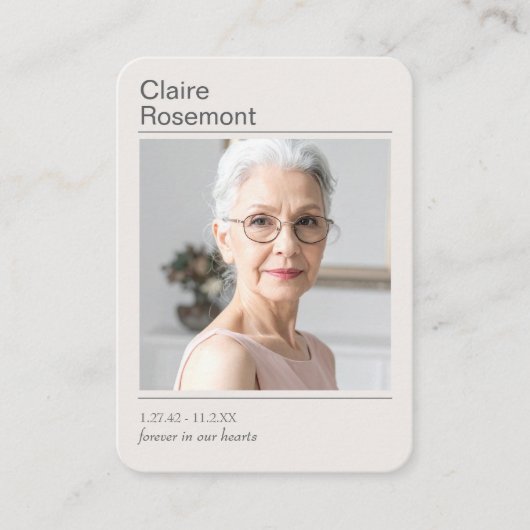 Visite À jamais dans nos cœurs Carte de prière de croix m (Devant)