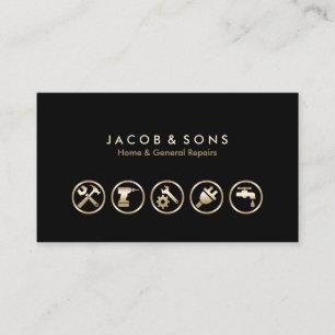 Visite Accueil Général Réparations Gold Icons Carte de vi