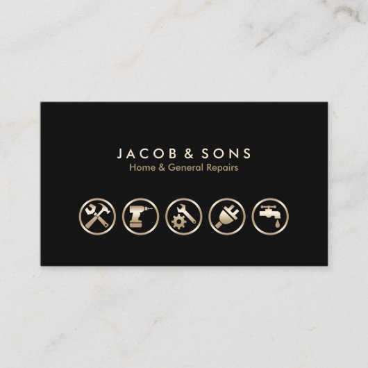 Visite Accueil Général Réparations Gold Icons Carte de vi (Devant)