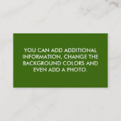 Visite Affaires étrangères de visage - carte de profil (Dos)