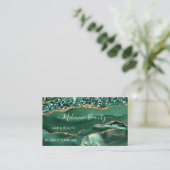 Visite Agate Green Gold Parties scintillant Carte de visi (Debout devant)