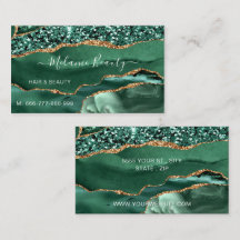 Agate Green Gold Parties scintillant Carte de visi