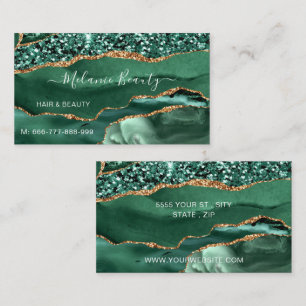 Visite Agate Green Gold Parties scintillant Carte de visi
