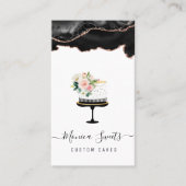 Visite agate noir et or gâteaux personnalisés carte de vi (Devant)