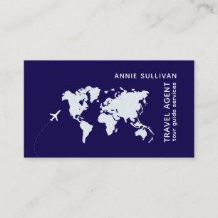 Visite Agent de voyage bleu foncé avec carte du monde