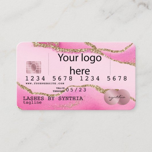 Visite Ajouter Votre Logo Carte de crédit Maquillage Or S (Devant)