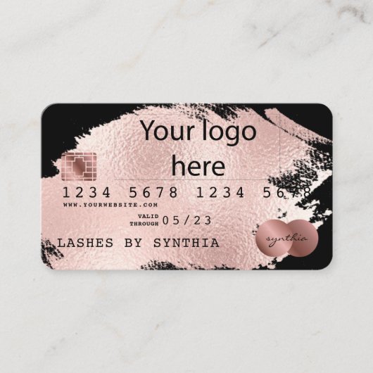 Visite Ajouter Votre Logo Carte de Crédit Rose Styled Gol (Devant)