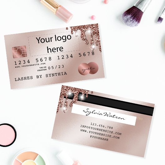 Visite Ajouter Votre Logo Carte de crédit Rose Styled Gol