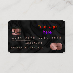 Visite Ajouter votre logo Carte de crédit Style soie noir