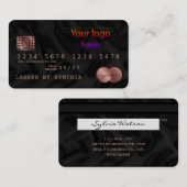 Visite Ajouter votre logo Carte de crédit Style soie noir (Devant / Derrière)
