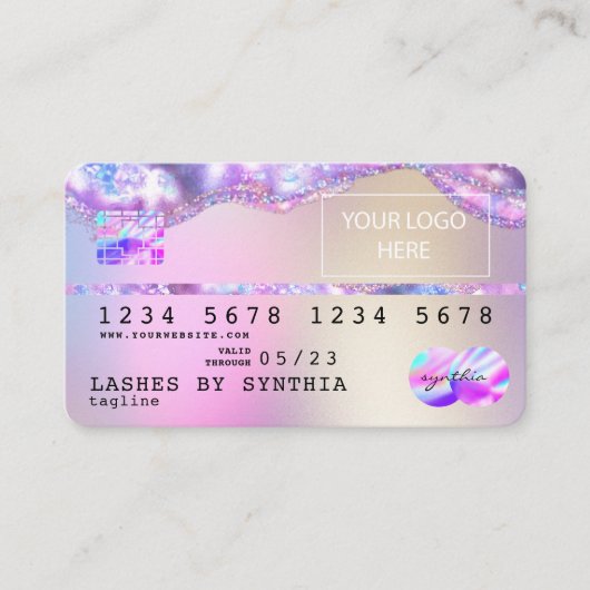 Visite Ajouter Votre Logo Carte de crédit Styled Opal Iri (Devant)