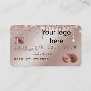 Visite Ajoutez Votre Logo Carte de crédit Rose Styled Gol